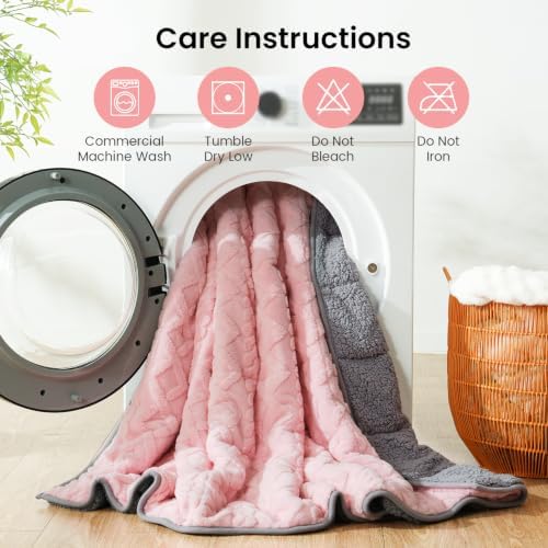 Drewin Weighted Blanket Full Size for Adults 15lbs,Pink & Grey,48" x 72" - Image 6