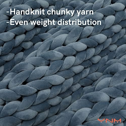 YnM Velvet Weighted Blanket, Handmade Chunky Knitted Design, Soft and Cozy, Temperature Regulating and Breathable, Machine Washable Throw for Sleep or Home Decor (Blue, 60x80 Inch, 15lbs) - Image 2