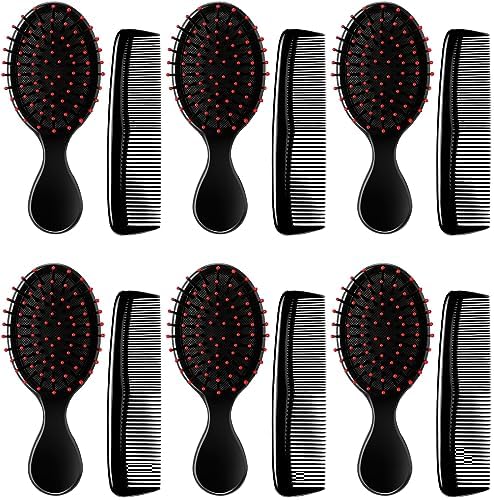 Epakh 12 Hair Brush Comb Set Wet Detangling Mini for Travel, Black by Epakh