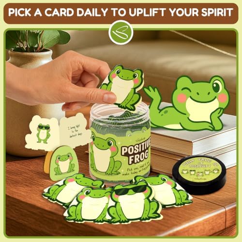 STOFINITY Positive Frog Jar, 60 Affirmation Cards with Stand - Image 4
