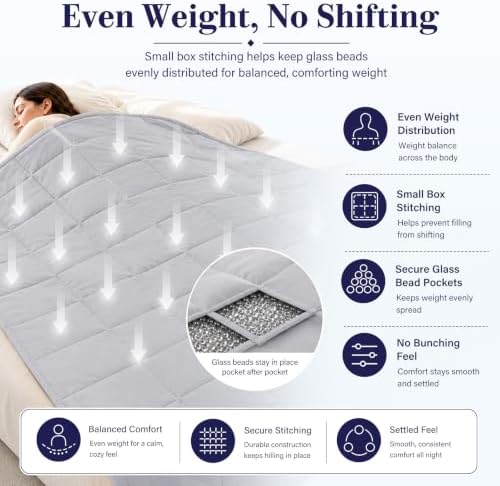 L'AGRATY Weighted Blanket for Adults 25lbs （Queen Size, 60"x80"） Cooling Heavy Blanket Microfiber Breathable Big Weighted Throw Blanket for Summer Fall Winter, Light Grey - Image 5