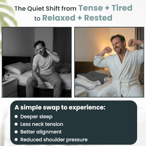 Cervical Neck Pillow for Sleeping – Cooling Memory Foam Cervical Pillow for Side Sleepers and Back Sleepers – Contour Ergonomic Neck Support (Grey/White, Cooling) - Image 3