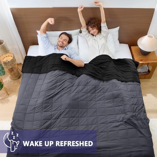 King Size Weighted Blanket for Adults (25 lbs, 80” x 87”, Grey& Black) Cooling Heavy Blanket for Sleeping Perfect for 240-260 lbs, Breathable Blanket for Adults & Couple All Season, Machine Washable - Image 5