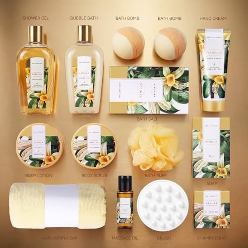 Spa Luxetique Gifts for Women, 15pcs Vanilla Gift Baskets for Women, Luxury Spa kit with Bath Bombs, Body Lotion, Birthday Gift for Her Christmas Mothers Day Gifts for Women - Image 4