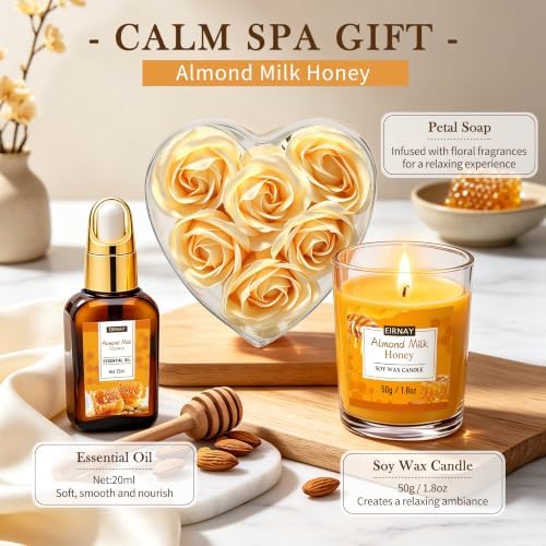 Birthday Gifts for Women, 17 Pc Almond Milk & Honey Spa Gifts for Women - Image 5