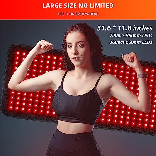 Red Light Therapy, Infrared Light Therapy 31.6" * 11.8" Large Wrap Pad 360LEDs for Body Back Waist Knee Joint Pain Relief, Muscle Repair, Decrease Inflammation, Ideal Gift - Image 2