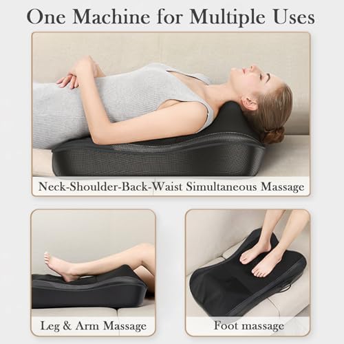 Back Massager with Heat, Shiatsu Neck and Back Massager for Pain Relief Deep Tissue, 3D Deep Kneading Cushion Massage for Neck Shoulder Legs, Suitable for Office and Home, Gifts for Men Women - Image 5
