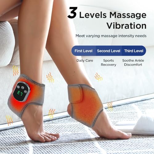 Portable Foot and Ankle Massager with Heat – 3-Speed Vibration & 5-Temperature Settings, Wireless for Pain Relief, Swelling, Plantar Fasciitis, Travel & Home Use, Gift (1) - Image 4