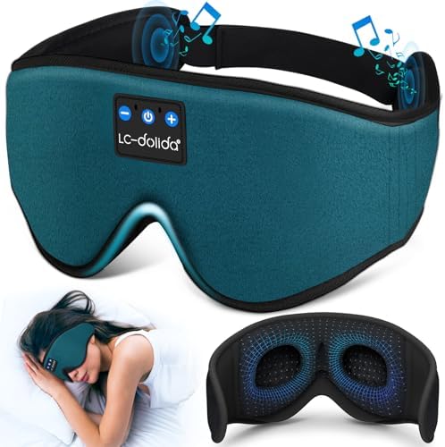 Sleep Mask with Bluetooth Headphones,LC-dolida Sleep Headphones Bluetooth Sleep Mask 3D Sleeping Headphones for Side Sleepers Best Gift and Travel Essential (Blue) by LC-dolida