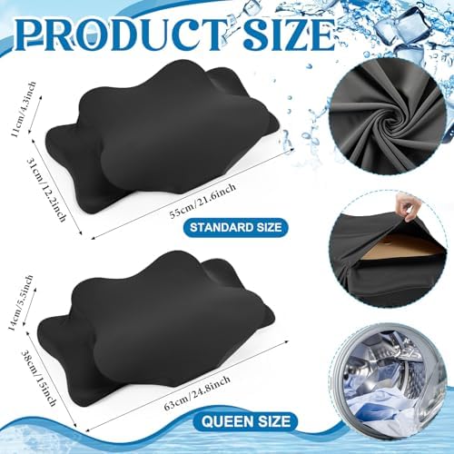 Hahafelt Cooling Cervical Pillowcase Cover with Envelope Closure (Only Pillow Case) Ergonomic Neck Pillowcase Smooth Soft Cool Pillow Cover for Side Back Stomach Sleepers(Black,Standard Size) - Image 2