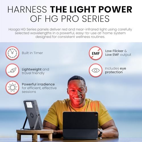 Hooga Red Light Therapy Panel Device – 660nm Red & 850nm Near Infrared Light Therapy, LED Light Therapy Lamp for Face & Body, 40 LEDs, Timer, Adjustable Stand – HG200 - Image 3