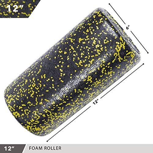 Day 1 Fitness High Density Muscle Foam Rollers - Sports Massage Rollers for Stretching, Physical Therapy, Deep Tissue, Myofascial Release - Ideal for Exercise and Pain Relief - Speckled Yellow, 12” - Image 3