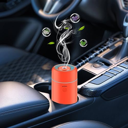 SEEDSEEL 100ML Car Essential Oil Diffuser, Mini Air Humidifier with 7-LED Color Changing, Suitable for Car (Orange) by SEEDSEEL