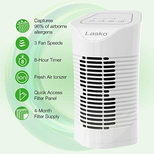Lasko HF11200 Desktop Air Purifier for Home, Office, Bedroom, Dorm and Small Rooms – 3-Stage Filtration Removes Smoke, Pet Odors, Allergens, and Dust - Image 4