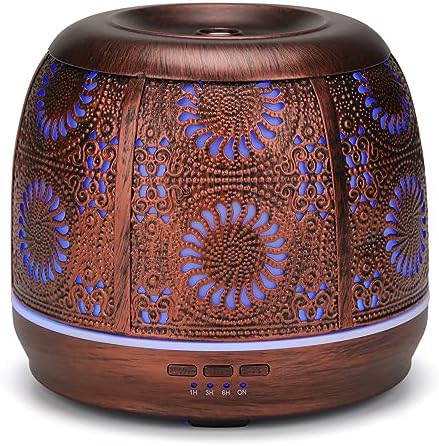 Large Essential Oil Aromatherapy Diffuser for Home Bedroom Metal Hollow Decorative Room Ultrasonic Air Scent Mist Aroma Diffuser 500ML Defusers -Red Copper by kakoda