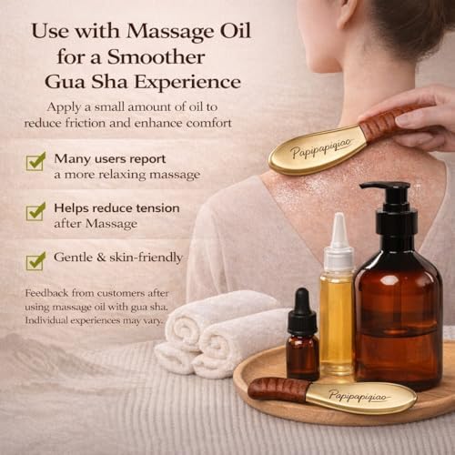 Copper Brass Gua Sha Muscle Scraper Tool with Wooden Handle – H62 Brass IASTM Soft Tissue Massage Tool for Fascia Release & Scar Tissue Relief – Deep Tissue Scraping Tool for Back & Body - Image 6