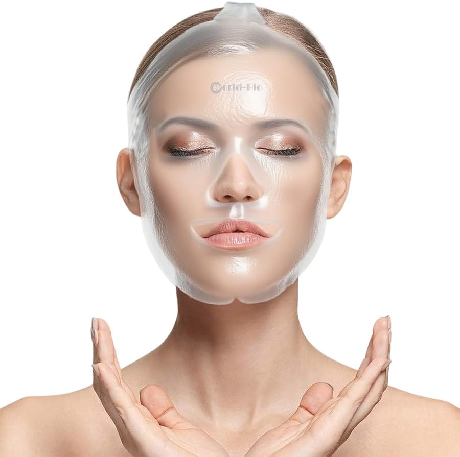 Face Ice Pack/Ice Mask for Face & TMJ Relief, Reusable Hot Cold Gel Pack for Post-Surgery Recovery, Puffy Eyes, and Swelling, Full Coverage Ice Mask (White) by WORLD-BIO