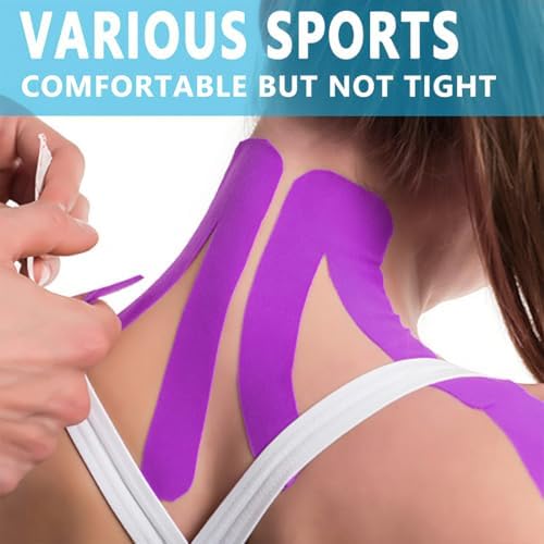 SOON GO Kinesiology Tape Pro 5 Rolls, 2 Inch High Elasticity Sports Tape Therapeutic Pain Relief–Physio Tape for Muscle Recovery & Joint Support, Waterproof & Hypoallergenic & Breathable–Purple - Image 4