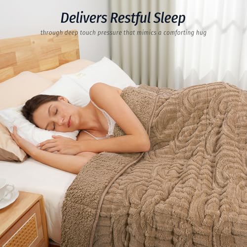 Wemore Soft Weighted Blanket for Adults 60" x 80" 15 lbs Queen Size Brown - Image 2