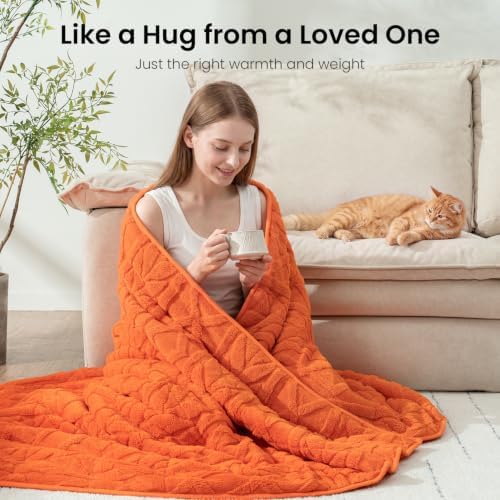 Drewin Weighted Blanket Queen Size 15lbs for Adults,Orange,60 x 80 inches - Image 4