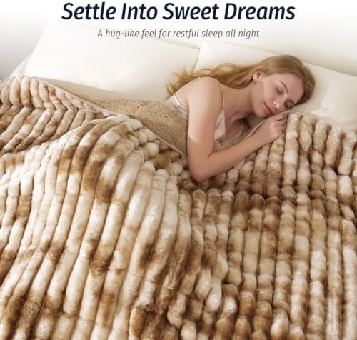 Fleece Weighted Blanket for Adults 60" x 80" 15lbs Soft Blankets, Khaki - Image 4