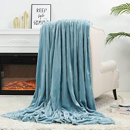 NANPIPER Fleece Blankets Super Soft Flannel King Size Blanket for Bed Luxury Cozy Microfiber Plush Fuzzy Blanket,Light Blue - Image 4