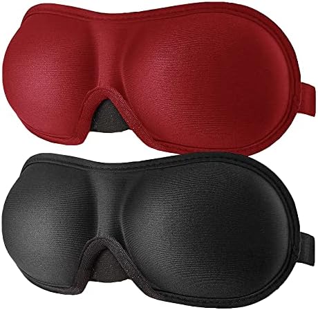 3D Eye mask for Sleeping,Machine Washable, Sleep Mask for Women, Blinder Blindfold Airplane(Black+red) by REEBENT