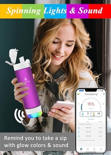Smart Water Bottle with Reminder To Drink Water, Lights And Sound, Water Intake Tracker, Rechargeable, Tritan Plastic, Spout Hydrate Glow Bottle 26 Oz, Smart Hydration Reminder (Purple) - Image 4