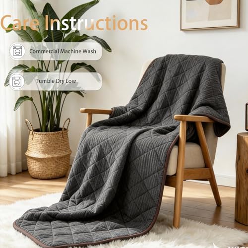 ZonLi 20lbs Weighted Blanket for Adults Sleeping, Double-Sided All Season Reversible 75D Cooling Mesh & Warm Ribbed Microfiber, 48"x72" Grey, Machine Washable - Image 6
