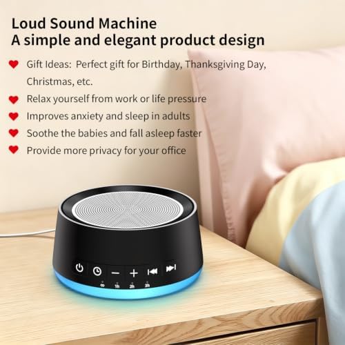 White Noise Machine Night Light Sound Machine with 30 Soothing Sounds 12 Colors Light Sleep Machine for Baby Kids Adults Brown Pink Nosie Machine with 32 Volume Levels for Office Home Travel - Image 5