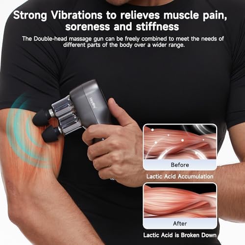 HEYCHY F5 Dual-Head Massage Gun, 9mm Deep Tissue, 5 Speeds, 4 Heads - Image 3