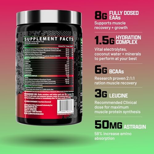 Nutrex Research EAA Hydration | EAAs + BCAAs Powder | Muscle Recovery, Strength, Muscle Building, Endurance | 8G Essential Amino Acids + Electrolytes | Apple Pear 30 Servings - Image 2