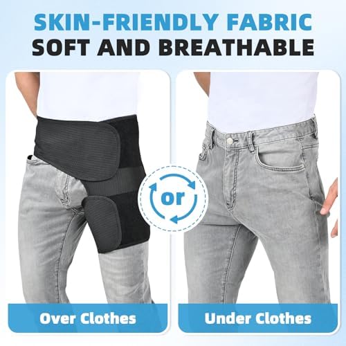 Tenbon Adjustable Hip Brace for Sciatica Pain Relief & Sacroiliac Support - Compression Wrap for Hamstring, Hip Flexor, Groin Injuries, Thigh Stabilizer - SI Joint Belt for Men & Women (M/Left) - Image 5
