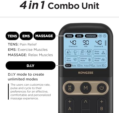4 in 1 - D.I.Y & Tens Unit & EMS & Massage Muscle Stimulator, Dual Channel TENS Units Therapy Machine for Pain Relief, FDA Cleared Rechargeable Electronic Pulse Massager,with 12pcs Electrode Pads - Image 3