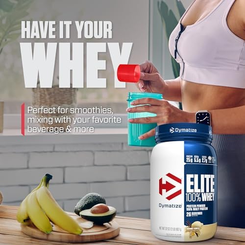 Dymatize Elite 100% Whey Protein Powder, L-Leucine, Quick Absorbing & Fast Digesting for Optimal Muscle Recovery, Gourmet Vanilla, 32 Oz - Image 6