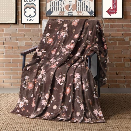 Lucky Brand Nina Floral Cocoa Plush Throw, Fondue Fudge, 50 x 70 in - Image 3