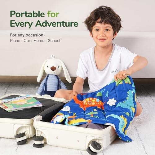 Sivio Weighted Lap Blanket for Sleep, 2lbs, 19 x 21 inches, Blue Dinosaur - Image 5