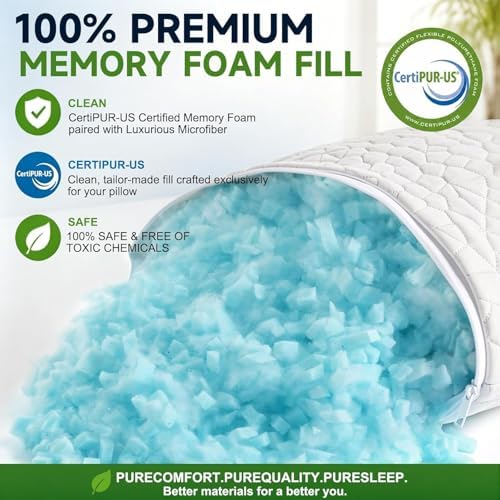 SUPA MODERN Cooling Bed Pillows for Sleeping 2 Pack Shredded Memory Foam Pillows Adjustable Pillow for Side Back Stomach Sleepers Luxury Gel Pillows Queen Size Set of 2 with Washable Removable Cover - Image 2