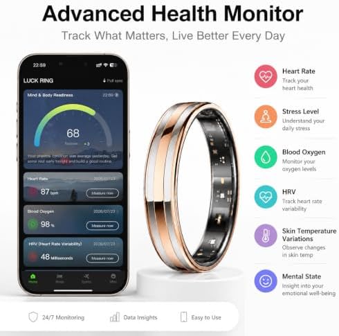 Slim Smart Ring for Women & Men, Ultra Thin Health Tracker Gold，12# - Image 3