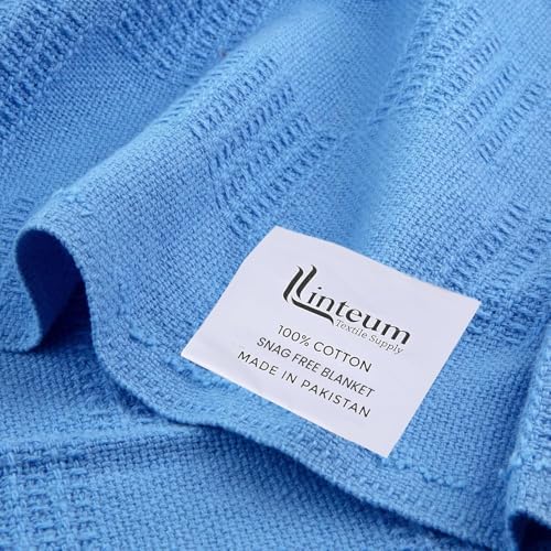 Linteum Textile Supply Blue - Snag Free Hospital Thermal Blanket 66x90 Inch 100% Cotton, Soft and Cozy, Breathable, All Season Twin Hospital Blanket (1-Pack) - Image 6