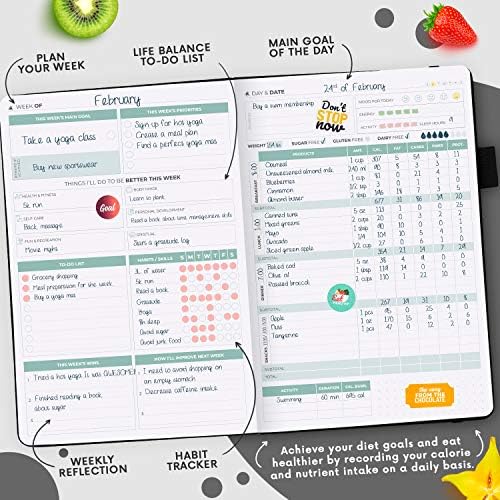 Clever Fox Wellness Planner & Food Journal for Weight Loss, A5 Black - Image 4