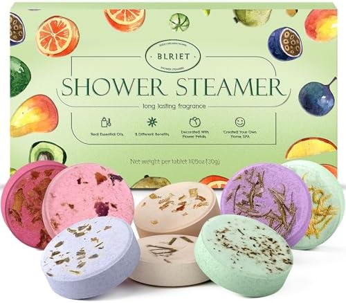 Shower Steamers Aromatherapy Mothers Day Gifts 8 Pack Shower Bombs Fruit Scents with Essential Oils, Birthday Gifts for Girlfriend, Her, Men, Mom, Teens, Self Care Relaxation Home SPA Stress Relief by BlrietEnjoytheShower