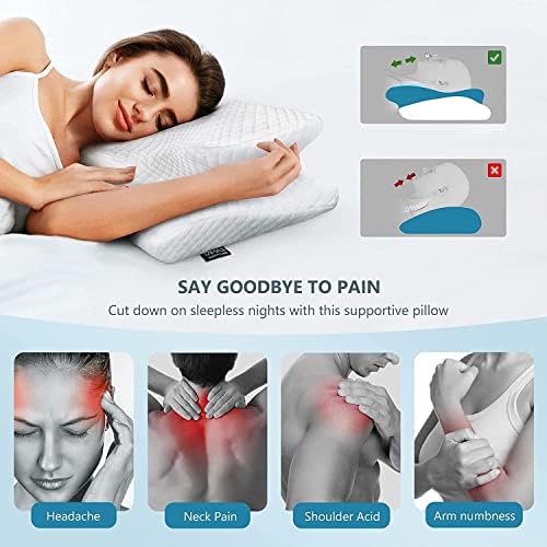 ZAMAT Adjustable Cervical Memory Foam Pillow, Odorless Neck Pillows for Pain Relief, Orthopedic Pillows for Sleeping with Cooling Pillowcase, Bed Support Pillow for Side, Back, Stomach Sleeper - Image 2