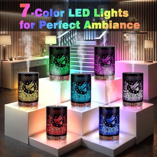 Essential Oil Diffuser 120ML Metal Aromatherapy Diffuser with Timer, Cool Mist Humidifier with Auto Shut-Off & 7 Color Lights for Home Office Spa (Bird) - Image 2
