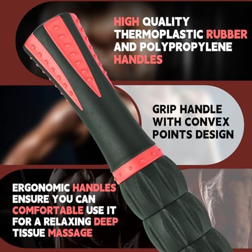 Massage Roller Stick,Muscle Roller Stick for Athletes, Liposuction Massage Roller for Lymphatic Drainage, for Relief Muscle Soreness, Trigger Points, Help Runner Legs, Back Recovery (Red & Black) - Image 4