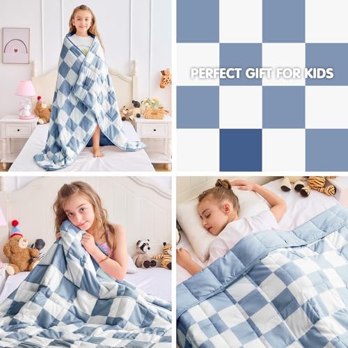 yescool Blue Checkered Weighted Blanket 3 Pounds Plaid Weighted Throw Blanket, Heavy Blanket for Sleeping, Tartan Bed Throw Blanket Gifts for 20-40lbs, 36"x48" - Image 6