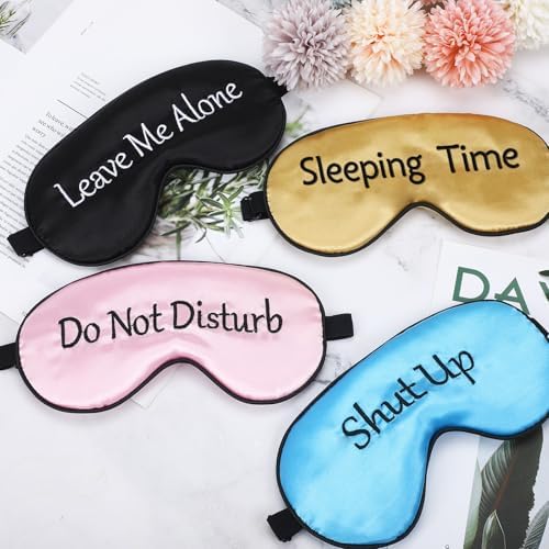 4 Pack Funny Eye Mask for Sleeping Blackout, Black, Blue, Pink, Gold - Image 7