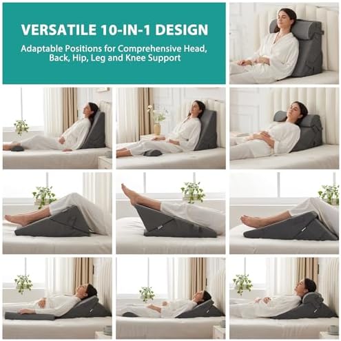 Bedluxe Wedge Pillow Set for After Surgery, Orthopedic Bed Wedge, Dark Grey - Image 2