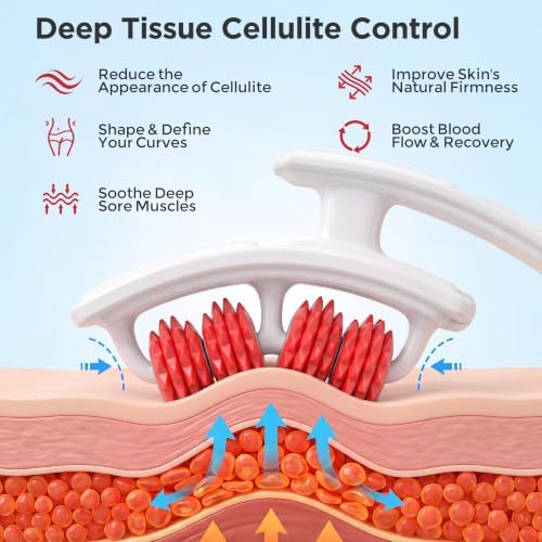 Cellulite Massage Tool, Anti-Cellulite Roller- Lymphatic Drainage Massager - Muscle Roller, Deep Fascia Massage, Dimpled Skin Removal, Legs/Thighs/Buttocks (15 Wheel - Red) - Image 6