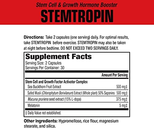 MuscleMeds STEMTROPIN Stem Cell & Growth Factor Booster, Natural Supplement for Performance Enhancement & Anti-Aging, Muscle Building and Recovery, 60 Veggie Capsules - Image 2